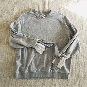 H&M Gray Sweatshirt with Dress Shirt Cuff Detail